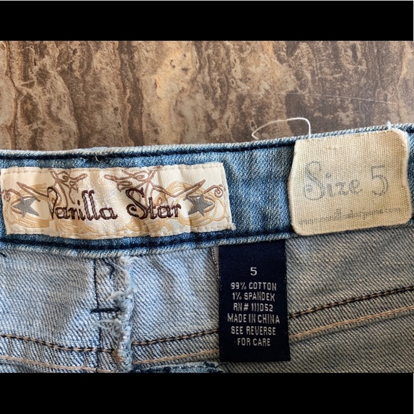 VANILLA STAR MINI JEAN SKIRT DISTRESSED SZ 5 - Picture 3 of 6